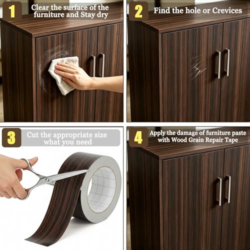 Image of GSCIT Club Black Walnut Wallpaper, 2.4 inch X 15ft Self Adhesive Wood Grain Repair Tape Walnut Repair Patch for Tables, Chairs, Baseboards, Doors, Windows, Floors, Handicraft DIY.