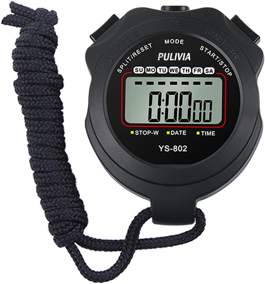 Stopwatch Timer Lap Split Digital Stopwatch with Clock Calendar Alarm
