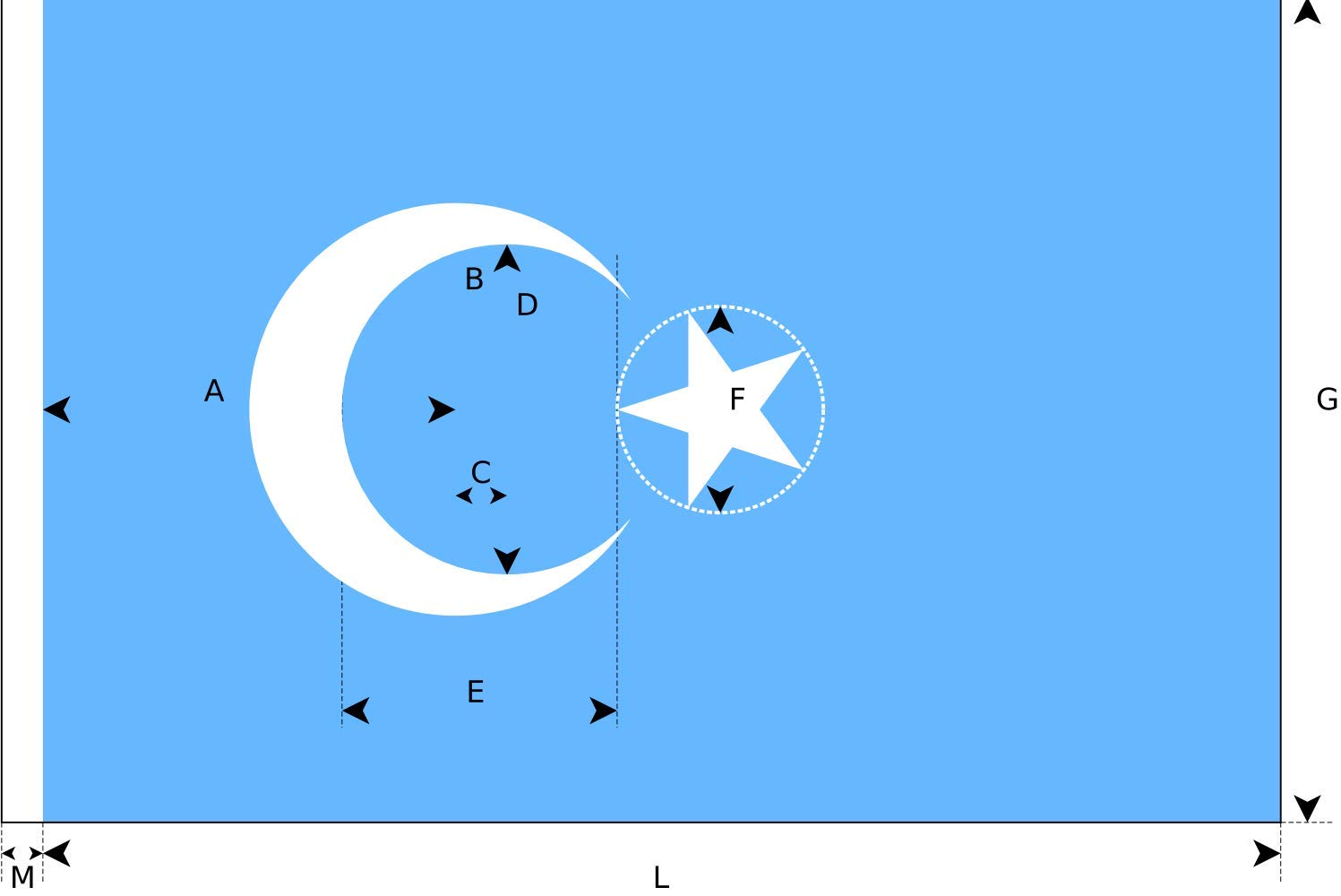Drapeau Large Uyghur flag pour honorer l'histoire et les racines du Turkistan