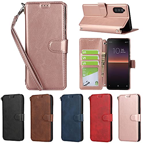Eastwave Sony Xperia 10 II SO-41A ケース 手帳型 xperia 10ii sony 手帳式 カバーsony 10II 財布型 ケース 横置きスタンド 機能 PUレザー カード収納 衝撃吸収 軽量 超薄型 ベルト付き—ピンク