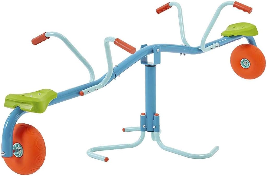 TP Toys, Spiro Spin Seesaw | Sit and Spin Teeter Totter with 360 Spin and Bounce Wheel | Kids Outdoor Play Equipment for Backyard, Playground, or Indoor Fun | Boys and Girls Ages 3-8.