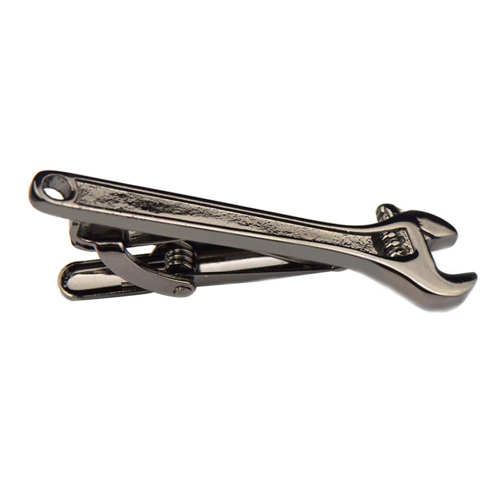 XKT Men's Metal Wedding Business Tie Clip for Best Gifts Necktie Accessories (Black Wrench)