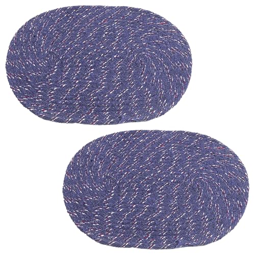 Image of Kuber Industries Pack of 2 Doormat for Home Entrance | Anti-Skid Oval Foot Mat | Floor Mat for Bedroom Kitchen Office | Room Mat | Blue
