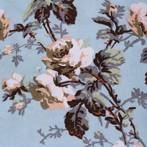 Image of ROMEE Elegant Floral Printed Glace Cotton Double Bedsheet, 150 TC Soft Feel, Queen Size (90 x 100 Inches), with 2 Pillow Covers, Blue