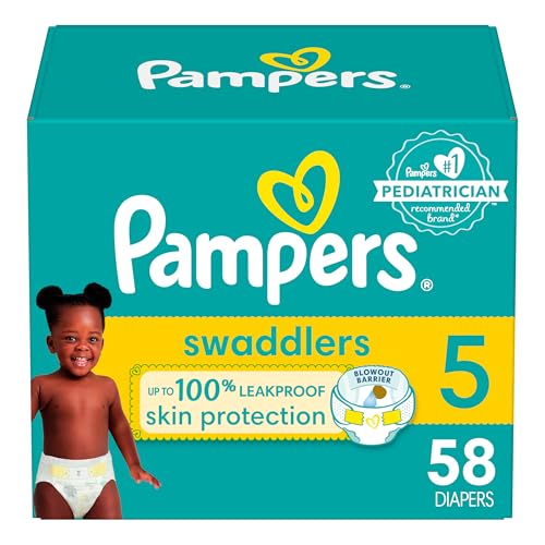 Image of Pampers Baby Diapers - Swaddlers - Size 5, 58 Count, Ultra Absorbent Disposable Infant Diaper