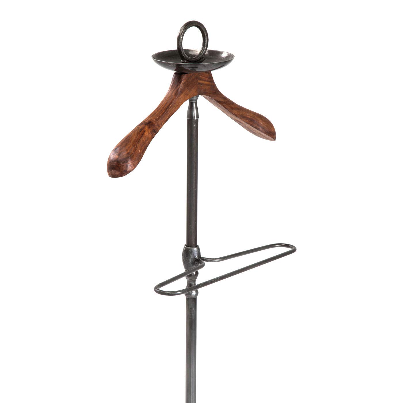 Kare Design Herrendiener Cosmopolitan, Schwarz, Garderobe, Stahlgestell, Mangoholz Kliederbügel, 124x49x29 cm (H/B/T)