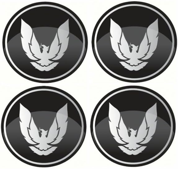Black/Silver R15 Wheel Center Cap Decal Set Fits 1967-2002 Firebird and Trans AM