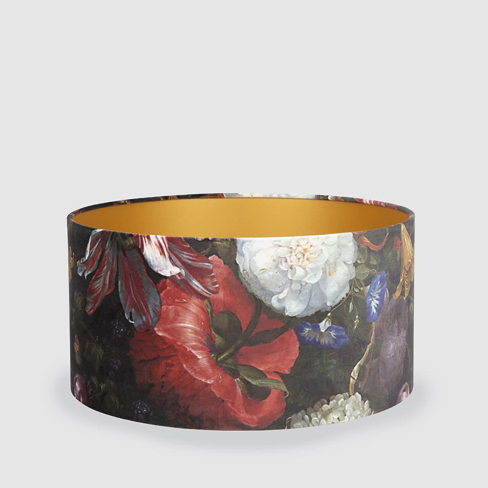 Uniqq Paralume Velluto Fiori Ø 50 cm - 25 cm di altezza