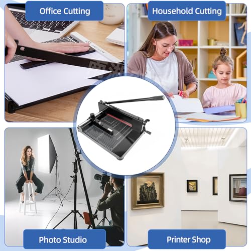 Image of ISDIR Heavy Duty Guillotine Paper Cutter, 12 inch A4 Stack Paper Trimmer, Cuts Up to 400 Sheets, All-Steel Base with Safety Lock, Professional Paper Cutter for Office, School & Print Shop