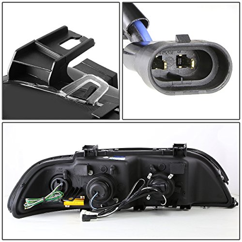DNA Motoring HL-3D-E3996-BK Black Housing Crystal LED U-Halo Projector Headlight With Led Signal Light For 5-Series