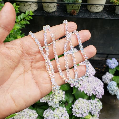 Image of 4mm Rondelle Glass Beads for Jewelry Making, Faceted Briolette Crytal Spacer Beads for Bracelet Necklace Earring, Crystal Blue 1200pcs
