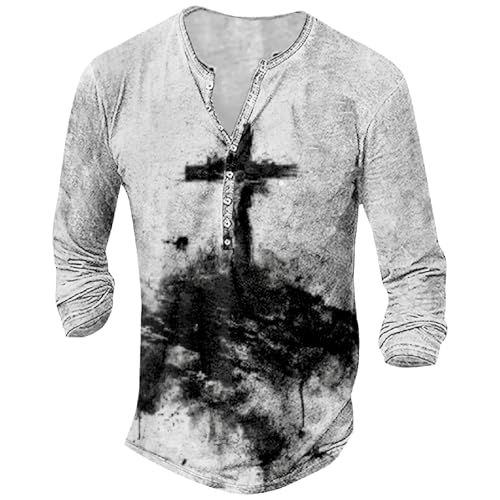 Mens Distressed Henley Shirts Long Sleeve Cotton T-Shirts Vintage Graphic Tee Washed Streetwear Retro Tee2