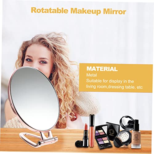 Espejo compacto doble cara color oro rosa portátil miniatura 3