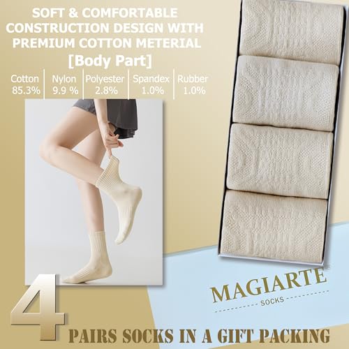 MAGIARTE Womens Athletic Cotton Mini Crew Socks Thick Cushioned Running Hiking Multi Sports Socks for Women 4 Pairs3