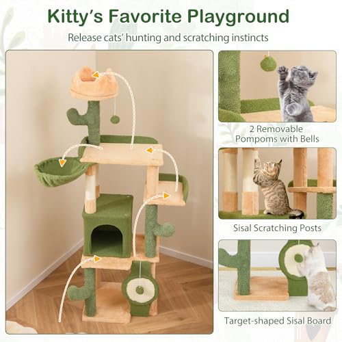 Tangkula Árbol Cactus para Gatos 63 in Multi-Nivel miniatura 6