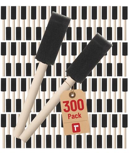 Image of Bates- Foam Paint Brushes, 1 Inch, 300 Pack, Foam Brushes for Painting with Lightweight Wooden Handles