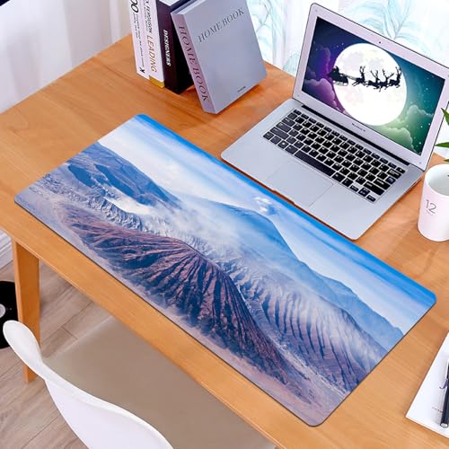 KDWJS Tapis de Souris XXL Speed Gaming - 90x40 cm - Base en Caoutchouc antidérapant Extended - Améliore la précision et la Vitesse - Volcan, Volcans Bromo Batok et Semeru Île de Java Indonésie Magma
