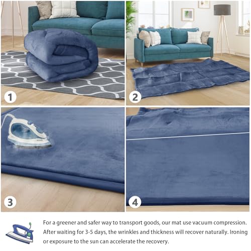 Image of Baby Play Mat for Floor Nursery Rug Muscle Mat Area Rug Playroom Rug 79 inchx79 inch Playpen Mat Elastic Foam 1.3 inch Thick Crawling Mat for Babies,Toddlers, Infants, Kids,Sapphire Blue