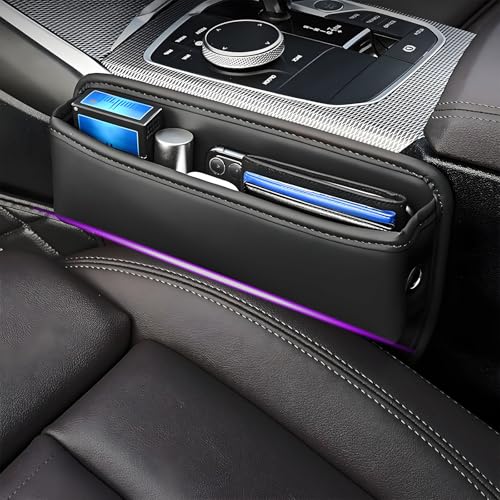 WENINETIES Scatola Portaoggetti per Seggiolino Auto - per Audi Q2 2025-2020, Pelle PU Tasca della Console del Sedile Anteriore per Cellulari, Chiavi, Portafogli