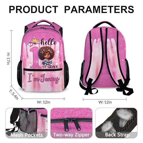 Backpack for Girls, Personalized Pink Backpacks for School Elementary Primary 1st Grade, Custom Lightweight Bookbag for Children Kids Girls 6-8, Gift Idea for Students 2nd 3rd Grade3