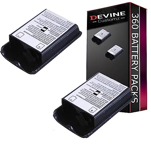 DevineCustomz® 2 Pack Black Xbox 360 Controller Battery Pack Rear Battery Cover Holder For Microsoft Wireless