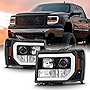 AKKON - For 2007-2014 GMC Sierra 1500 2500 3500 LED [C-Tube Bar] Black Projector Headlight Driver Left + Passenger Rligh Pair