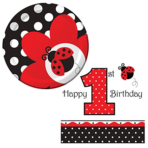 Cedar Crate Market Creative Converting Ladybug Fancy 1st Birthday Party Supplies Pack, 16 Guests
