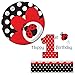 Ladybug Fancy Birthday Party Supplies Pack 16 Guests | 16 Paper Dessert Plates and 16 Paper Beverage Napkins | Adorable 1st Birthday Ladybug Paper Plates and Napkins Kids Birthday Party Bundle