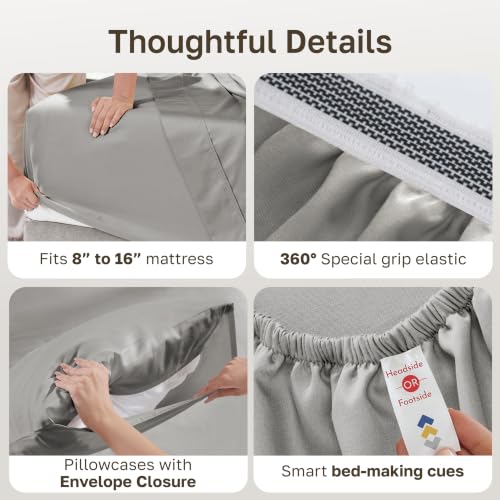Image of California Design Den 100% Egyptian Cotton King Size Sheets Deep Pocket Set