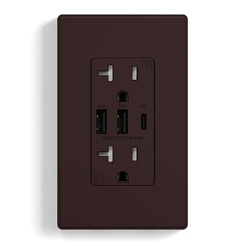 ELEGRP Tomacorrientes USB, toma de pared de 3 puertos, toma eléctrica de 30 W 6.0 A, toma de corriente resistente a manipulaciones de 15 amperios