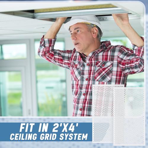 Image of DoubleFill 2 Pack 2' x 4' Plastic Perforated Tiles with 1 /2 inch Holes 24 inch x 48 inch White Drop Ceiling Tiles Plastic Ceiling Grid Covers