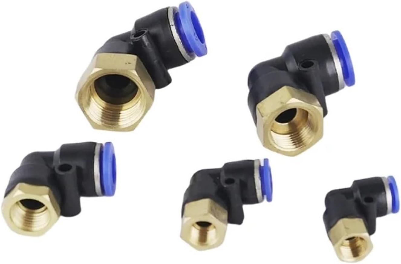 Pneumatic Fittings Female Thread 1/8 1/4 3/8 1/2 Hose OD 4/6/8/10/12mm Air Elbow Connector Tube Push in Fittings 10Pcs(PLF4-01)