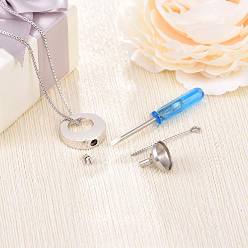 Jinlou Circle of Life Urn Necklace for Ashes - 925 Sterling Silver Always in My Heart Sterling Silver Cremation Urns Pendant Eternity Memorial Necklaces for Women(Simple Circle) - Image 6