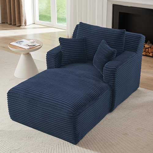 Yihomfy Canapé-lit/Fauteuil Inclinable Moderne en Velours Côtelé,Confortable et Livré Monté, Idéal pour Le Salon,Le Bureau et l'appartement (Bleu Marine)
