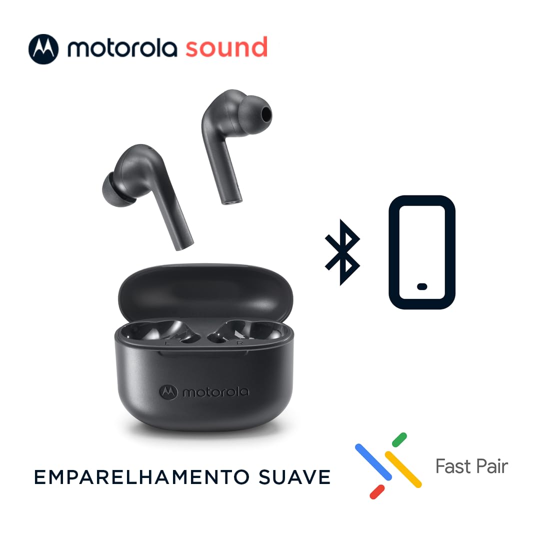 Motorola Moto Buds 065 bezprzewodowe słuchawki Bluetooth – bezprzewodowe słuchawki z Bluetooth 5.3 – wodoodporne słuchawki douszne – zasięg 15 m – słuchawki douszne do 17 godzin – czarne