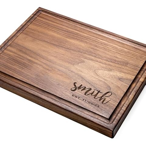 Straga Personalized Cutting Boards | Handmade Wood Engraved Charcuterie | Custom Wedding, Anniversary, Birthday Gift for Couples (Script Corner Design No.920). Cover