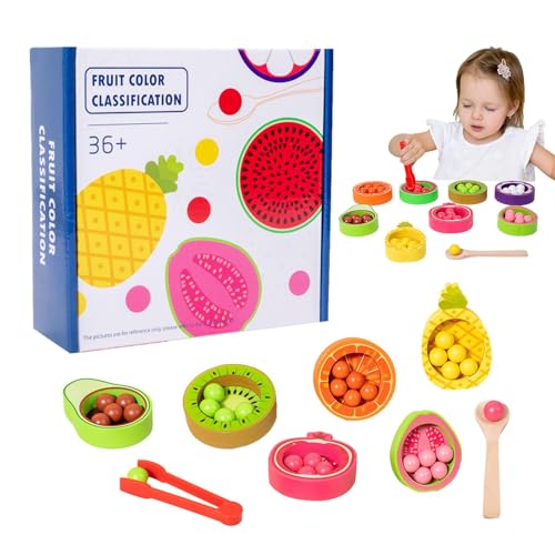 Juguetes de clasificación a juego, juego de clasificación a juego | Juguetes de cuentas de aprendizaje preescolar de frutas | Clasificación de juguetes Número de reconocimiento de color para niños de