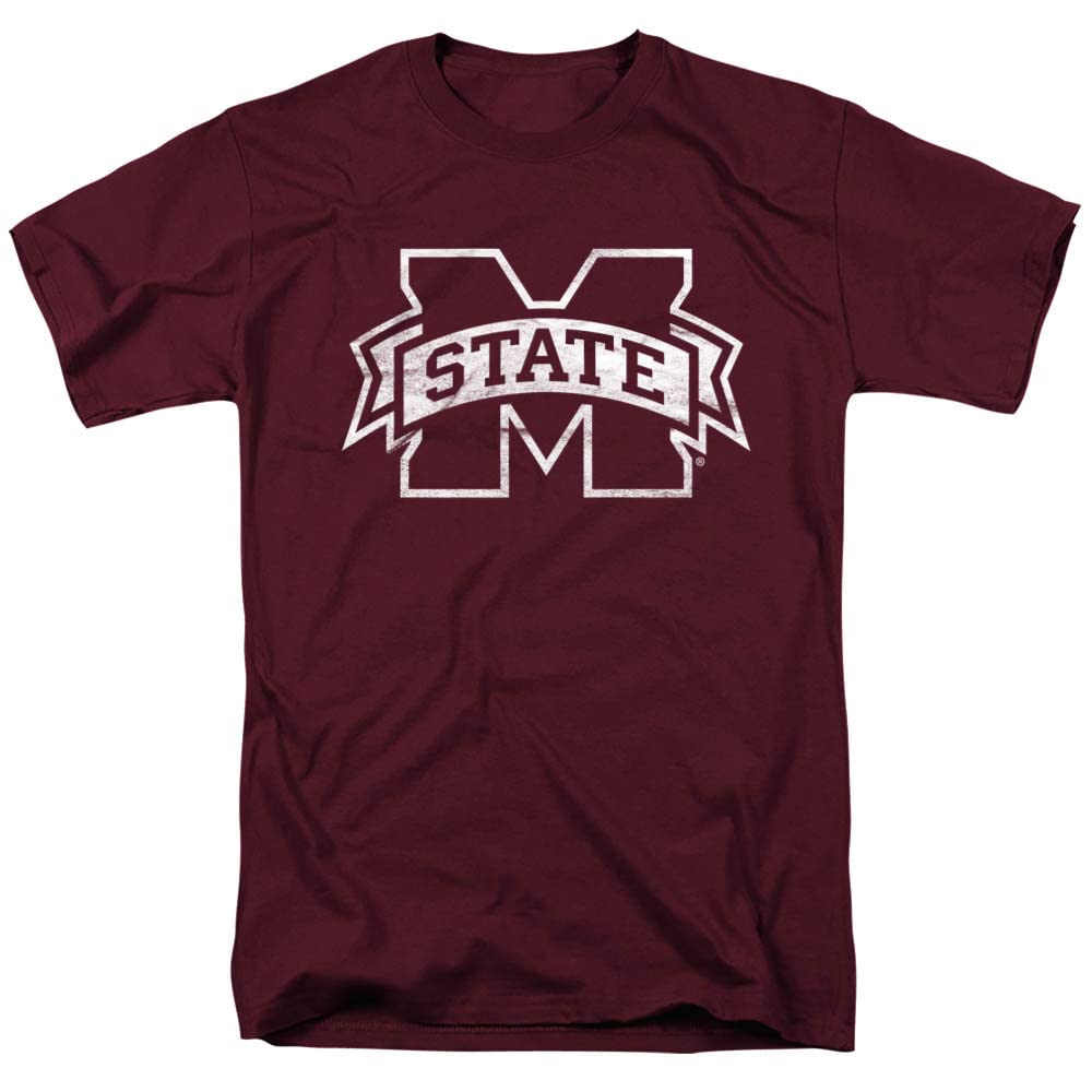 Mississippi State University Official Bulldogs Logo Unisex Adult T Shirt,Maroon, X-Large