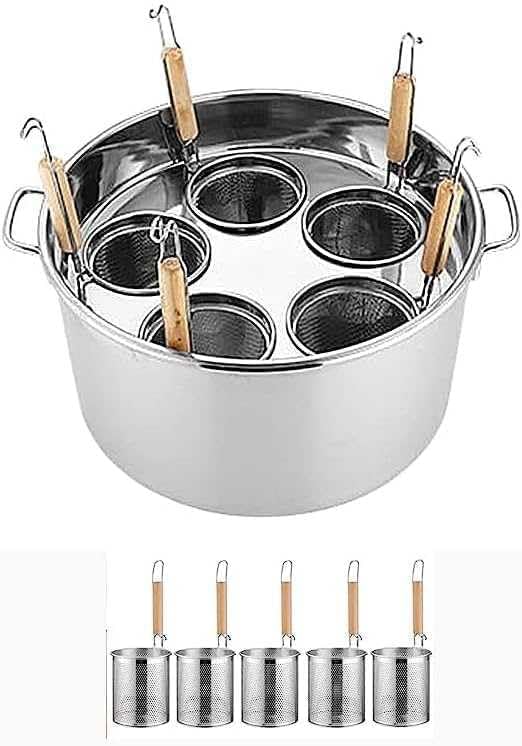Juego de ollas de acero inoxidable con divisor y cestas coladoras, ideal para pasta, verduras, albóndigas, compatible con cocinas de inducción