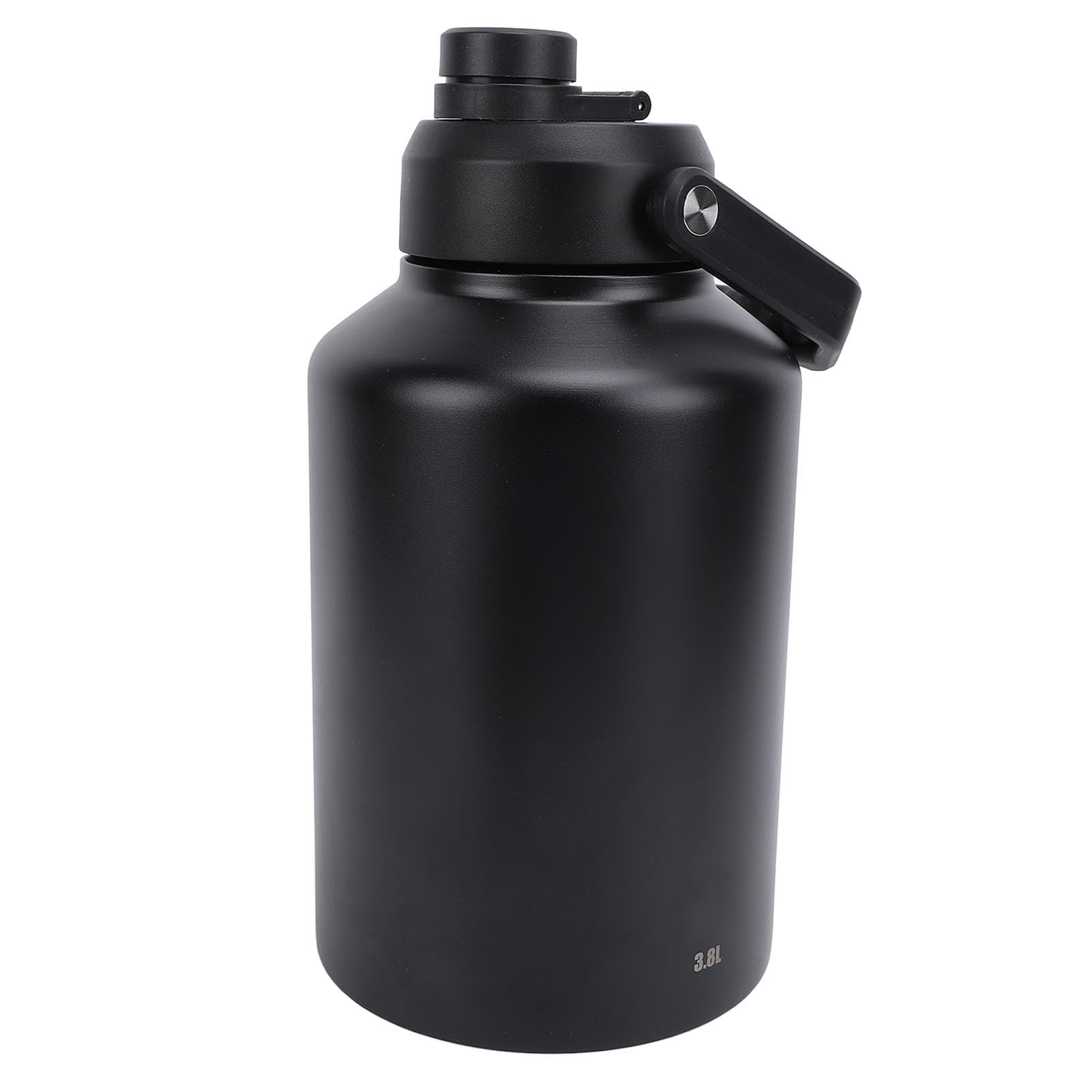 aqxreight 3,8 L Edelstahl-Sportflasche, Doppelwandig, für Fitnessstudio, Camping, Wandern, Reisen, Großes Fassungsvermögen, mit Rutschfestem, Khaki (BLACK)