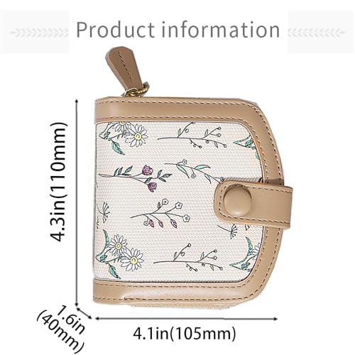 Cute Brown Flower Wallet for Women and Girls Small Kawaii Thin Mini Wallet with ID Window Compact and Stylish Design for Ladies and Teens3
