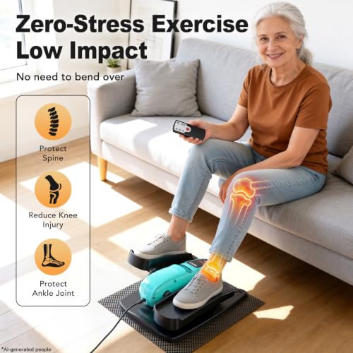 Image of Under Desk Elliptical Machine,Leg Exerciser While Sitting for Seniors with 12 Adjustable Speed RF Remote Control,Quiet & Portable Mini Seated Pedal Exerciser with Non-Slip Mat for Home Office
