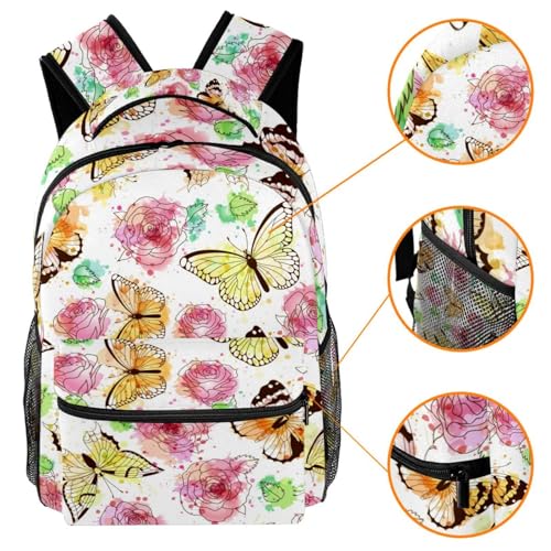 Sac de voyage décontracté papillon et roses pour weekend et sorties