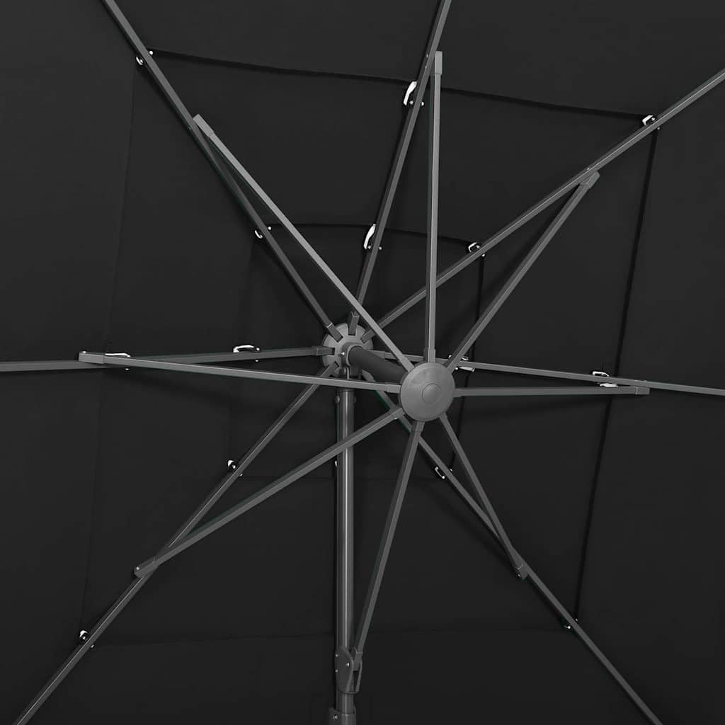 4-poziomowy parasol ogrodowy, czarny aluminium 250x250 cm