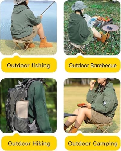 Image of Lucinda Folding Stool Portable Mini Outdoor Seat with Carry Bag, Foldable Metal Frame Stool with Fabric Seat, Compact Travel Camping Chair for Fishing, Hiking, Picnic, Garden, Home & Outdoor Use