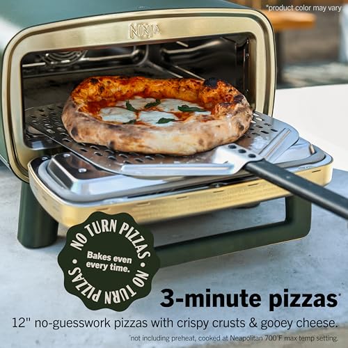 Image of Ninja Artisan Outdoor Pizza Oven, 12-inch, 3-minute Pizza, Neapolitan, Thin Crust, New York Chicago, Custom, 700F Max Temperature, Electric Heat, Bake, Broil, Proof, Warm, Green, MO201GN2