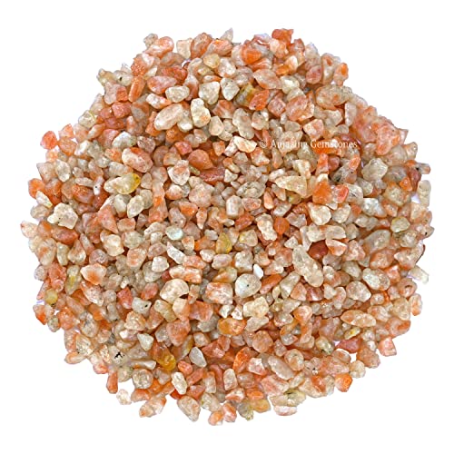 Image of Amazing Gemstone Sunstone Crystal Chips Aquarium Gravel - Sunstone Chips Bulk Fish Tank Gravel, Small Tumbled Stones and Tiny Crystals for Decoration (Natural AAA Grade Gemstones)
