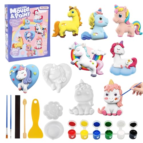 LEADSTAR Kit Pintura Unicornio Juguetes Manualidades Unicornios para Niños Juguetes para Pintar Juego Arte de Escayola Regalos de Creativo Cumpleaños Navidad Niños Niñas 3 4 5 6 7 8 9 10 12 Años Rosa