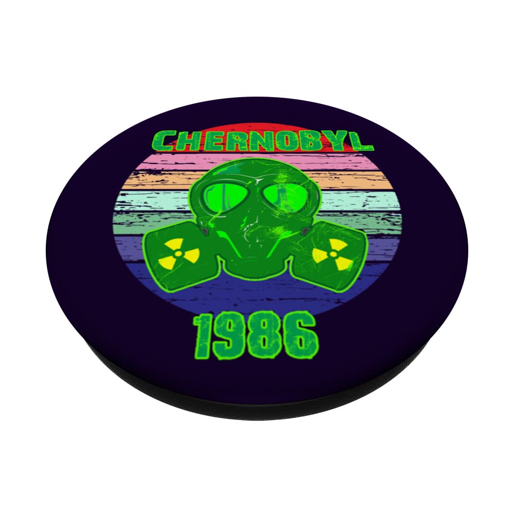 Chernobyl Radioactive Nuclear Mask Vintage Retro Sun Design PopSockets Swappable PopGrip, Black - Image 2