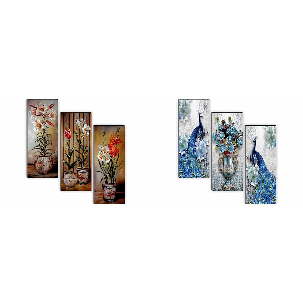 SAF Digital Reprint Painting (Synthetic, 36 cm x 45 cm x 3 cm, Multi Colour, Set of 3) 6MM Peacock Design UV Coated Multi-Effect Panel Painting 15 inch X 18 inch SANFJ91 (B0C99S4QCK) Amazon Price History, Amazon Price Tracker